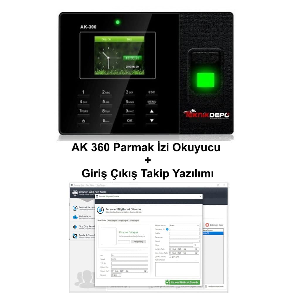 GN AK 360 Parmak İzi Okuyucu + Personel Giriş Çıkış Takip Yazılımı