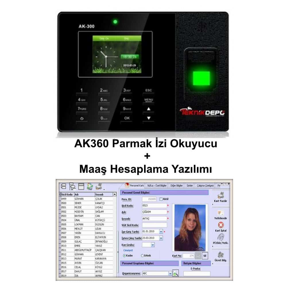 GN AK 360 Parmak İzi Okuyucu + Personel Maaş Hesaplama Yazılımı